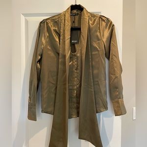 Nasty gal gold/bronze long sleeve blouse size us2